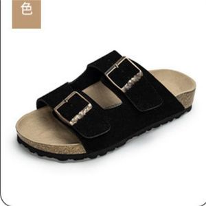 Tasarımcı tıkanma sandalet terlik mantar düz moda yaz gerçek deri slayt plaj gündelik ayakkabılar kadın erkekler 35-44