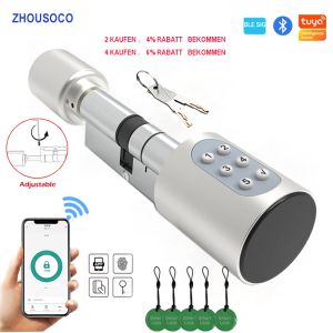 Zamknij Tuya Ble Smart Electronic Door Block Euro DIY Cylinder Hasło cylindra Klawisze aplikacja Klawisze IC Karta Odblokuj Keyless dla Bezpieczeństwo hoteli domowych