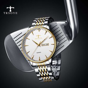 27 أزياء بسيطة أعمال مقاومة للماء مضيئة مزدوجة الكوارتز Tiktok Men's Steel Band Wrist Watch