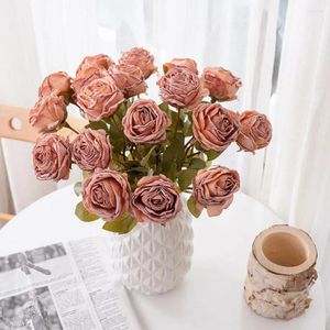 Fiori decorativi rose artificiali vibranti vibranti euci realistici bruciati per arredamento per la casa oggetti pografici da pografia