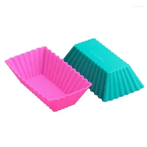 Baking Moulds 12pcs 8cm Mini Rectangle Shape Silicone Muffin Cupcake Mould Bakeware Maker Mold Tray Cup Molds Kitchen Tools H430