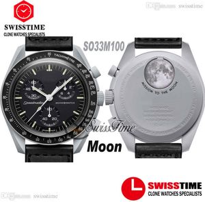 Bioceramic Moon Swiss Quqrtz Chronograph MENS Watch SO33M100 Mission to Moon 42 Nylon nero in ceramica grigio reale con Box stopwatch Super Edition Swisstime E57737112