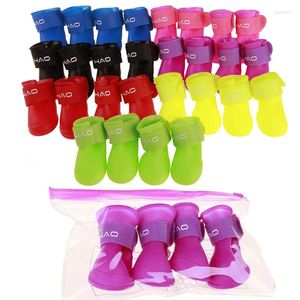 Dog Apparel 4pcs/Set Waterproof Shoes Colorful Pet Soft Rubber Rain Boots For Small Large Cat Rainy Days S-2XL