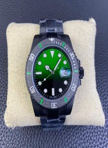 VS DIW Watch 3135 Ruch Rozmiar 40 mm Pierścień z włókna węglowego Gradient Green Disk Sapphire Crystal Glass Wodoodporne Luminous8785513