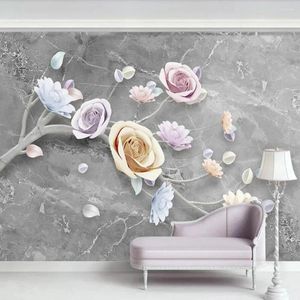 Bakgrundsbilder Milofi Custom Large Mural Wallpaper 3D Pink Flower Stereo Bakgrund