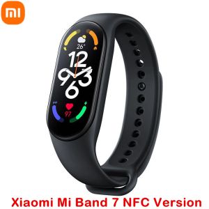 Armbänder Xiaomi Mi Band 7 NFC Smart Armband Smart Wristband Uhr AMOLED SEMBLICH BRAKET FITNESS FITNESS TRACKER Herzfrequenz Blutsauerstoff Monitor