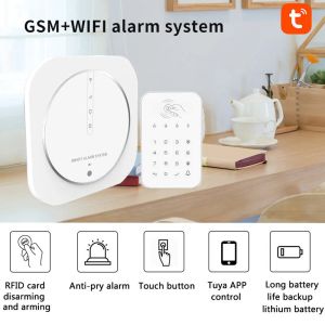 Satser WiFi Alarm System Kit Seccube 3 Tuya Smart Home Security Protection Support RFID Taggar Trådlös Siren -app Remote Control