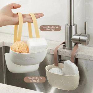 Kitchen Storage Sink Holder Silicone Hanging Drain Basket Adjustable Rack Soap Sponge Faucet Accessories