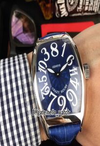 New Crazy Hours 8880 Ch Blue Dial Asian 2813 masculino automático Case prateada Correia de couro azul barato 8style Gents Watches7756367