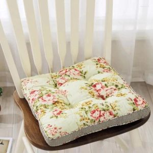 Pillow Pastoral Style Cotton Cloth Seat Square Dining Chair Mat With String Office Small Floral Student Stool Pad