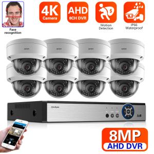 Sistema HD 4K 8MP Ai Face Camera Video Videoveillance System 8CH AHD DVR Kit HD Indoor Camera CCTV P2P Sistema de segurança de vídeo