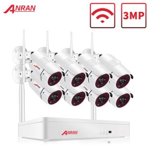 システムANRAN 8CHワイヤレスCCTVシステム3MP WIFI NVR KIT IPカメラP2PビデオCCTV監視システムナイトビジョン屋外カメラ