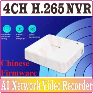 Recorder H. 265 + NVR 4 CH -Kanäle 4K HD CCTV Digitales Netzwerk Video -Recorder unterstützt AI 8MP 5MP Kamera 10 TB Festplatte POE Chinfirmware