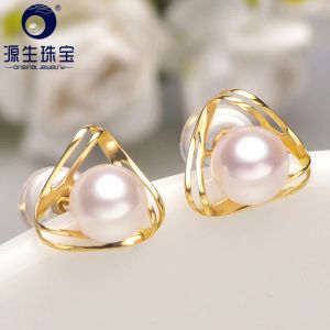 Örhängen ys 18k fast guld 56mm verklig naturlig japansk akoya pärlstång örhängen fina smycken