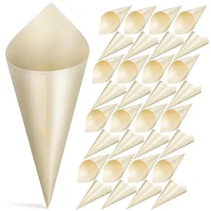 Copas descartáveis falhas 100pcs de degustação de madeira Cones Food Ice Cream Cone Packaging Recipler para festas em casa buffets de catering de plástico