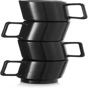 Canecas Copas de café Demitasse Cerâmica Conjunto de 4 Espresso empilhável para Latte Cafe Mocha Ideal Fit Mac