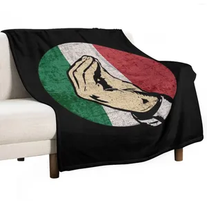 Filtar italiensk handgest sjunga språk roligt Italien flagga vintage kast filt flanels säng hår