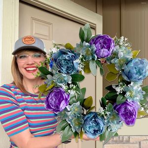 Dekorative Blumen Europäische und amerikanische Simulation blau lila Kranz Dekoration Tür Hängende Weihnachtsanhänger Blume Seide