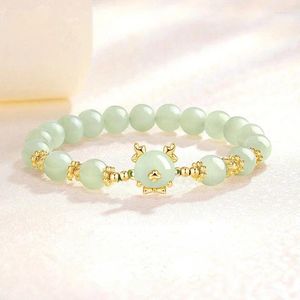 Link Bracelets 2024 Lucky Green Bead Dragon Bracelet For Women Exquisite Chinese Style Blessing Pendant Valentine's Day Jewelry Gift