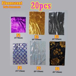 Lockar 20st reflekterande bläckfisk betet trasa falska fiskar tillbehör mjuk fluorescerande polyester tyg lysande fiske jig diy material