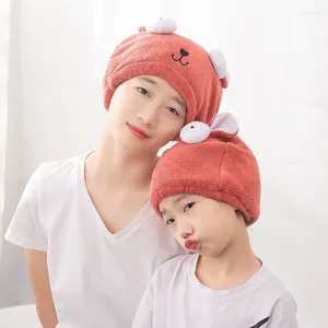 タオルの女性と子供乾燥髪のキャップクイックスーパー吸収性ヘッドスカーフ親子シャワーラップsu