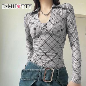 Женские футболки T-стрит в клетчатой футболке Iamty High