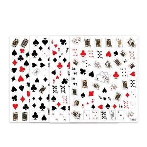 New 2024 3D Poker Game Adesive Nail Sticks Playing Cards Decorações de design manicure letra Sliders de coração para adesivos de arte para unhas para pôquer