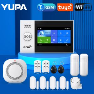 Bottles Tuya WiFi Alarm System com kits de detector Sensor de porta Alarmes de segurança sem fio para suporte domiciliar Alexa Google Home App