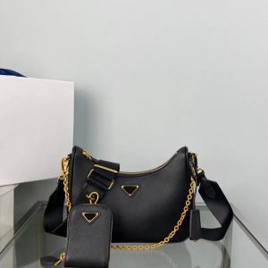 Klassische Frauen -Crossbody -Tasche hochwertige Einzel -Umhängetasche Gold Metallkette Gurt unterarmter Casual Budp17