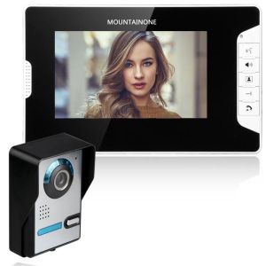 Intercom Monutainon 7 -tums Monitor Video Door Phone Doorbell Intercom System med kamera 1000TVL Unlock Talk Waterproof