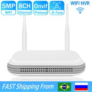 Registratore WiFi NVR Mini 4CH 5MP/8CH 3MP Video registratore WiFi XMEYE per sistema di sicurezza wireless TF Slot Rilevamento facciale P2P H.265