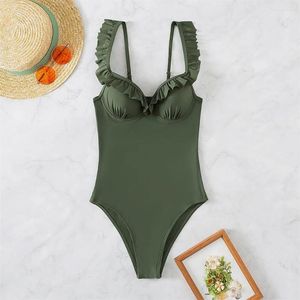 Women's Swimwear Ruffles Push Up Bikini Underwired Swimsuit Monokini Elegant Women Padded One-piece Beach Wear Bathing Suit Bikinis Sets