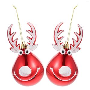Decorative Figurines 2pcs Christmas Ornaments Hanging Reindeer Ornament Shatterproof Tree Balls For Xmas Holiday Party Decoration