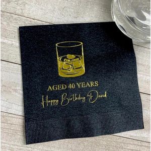 Party Supplies 50 Personalized Napkins Aged Years Rocks Glass Bar Custom Printed Beverage Cocktail Luncheon Dinner Guest Towels