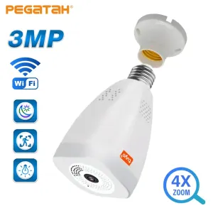 Камеры 3MP Tuya Light Light Bulb Wi -Fi Camera Full HD 360 ° Panorami Wireless 4xzoom Smart Life Life Bulb Камеры безопасности