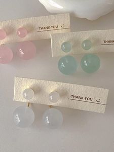 Stud Earrings Candy Color Ball Bead Women's S925 Silver Needle For Front And Back