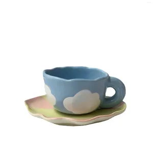 Tazze di piattino da tè tazza di tazza in ceramica di caffè set tazze in porcellana graziose bicchieri da caffè da viaggio