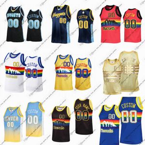 Niestandardowe retro zszywane koszulki do koszykówki Allen Iverson Carmelo Anthony Dikembe Mutombo Alex English David Thompson Dan Issel Byron Beck