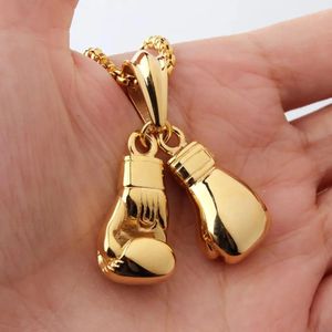 Boxing Glove Pendant Men Necklace Gold Color Rostfritt stål Hip Hop -mode Sport Fitness Jubla Gift Wholesale Dropship 240320