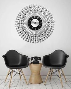 Wall Clocks 43CM Vintage Crystal Sunburst Clock Luxury Diamond Large Morden Da Parete Design Home Decor Wandklok