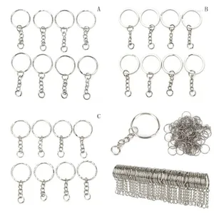 Keychains 30/50/100 Pcs/Set Polished Silver Color Key Chains Stainless Alloy Circle DIY 25mm Keyrings Jewelry Keychain Ring