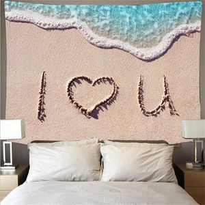 Tapisserier Sea View Beach Tapestry Wall Hanging Print Mönster Hemdekoration Wallcloth Vackert rum