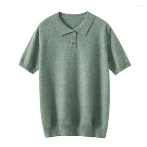 Men's Sweaters Cashmere Knitted Polo Shirt With Solid Color And Short Sleeves Formal Casual Classic Fashion T-shirt.