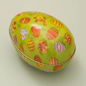Enrole de presente Caixa de ovo de ferro decorativo Trelas de Páscoa para crianças Padrão de frango Candy Biscoit portátil Arte
