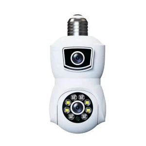 Kameralar 4MP ICSEE/YOOSEE/V380/ICAM365 Uygulama Çift Lens E27 Lamba Kafa Soketi Tam Renk PTZ IP Dome Kamera AI İnsaniid Algılama CCTV Monito