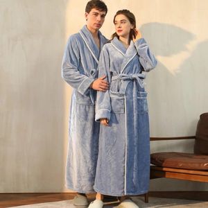 Home Clothing Autumn Winter Thickened Coral Fleece Nightwear Bathrobe Nightgown Plus Size Flannel Couple Long Robe Sleepwear Loose Wear