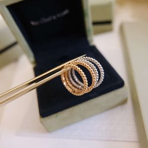 High Version Fanjia Pearl Women's Rose Gold Plated CNC Finely Carved Layered Round Bead Ring, Armband, Armband