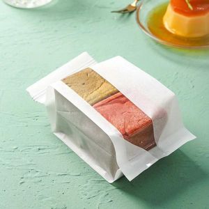Gift Wrap 50pcs Baking Toast Self Sealing Packaging Bag Curling Wire Bread Transparent Window Cotton Paper