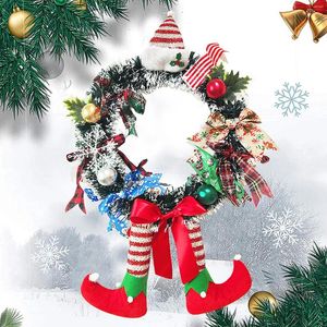 Decorative Flowers 36CM Christmas Wreath For Front Door Hanging Ornaments Cartoon Clown Indoor Outdoor Wall Window Porch Decoration