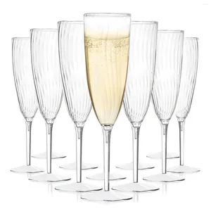 Disposable Cups Straws 16pcs Plastic Champagne Flutes 6OZ Clear Wine Glasses Celebration Party Wedding Cocktail